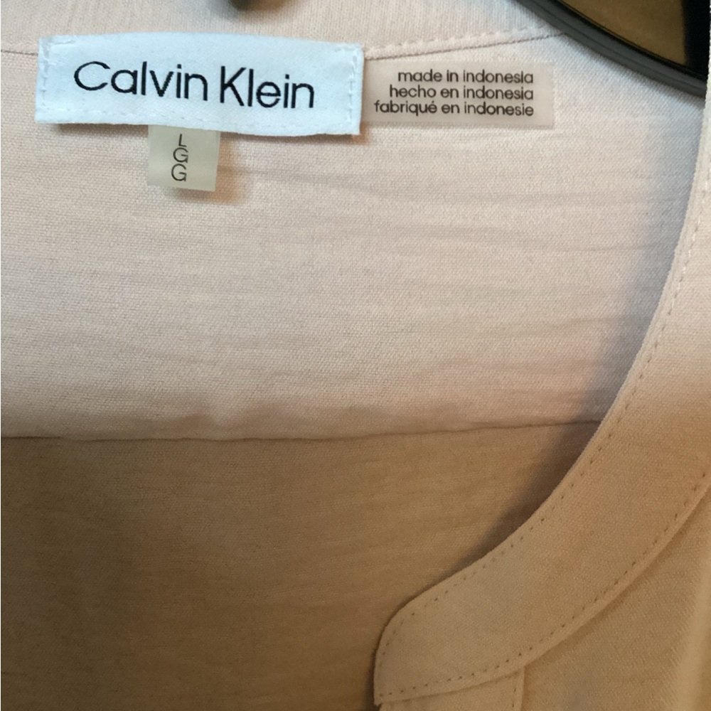 Calvin Klein Textured Roll Tab Button Down Peach … - image 4